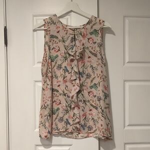 Violet & Claire Floral Sleeveless Blouse - Cream and Pink